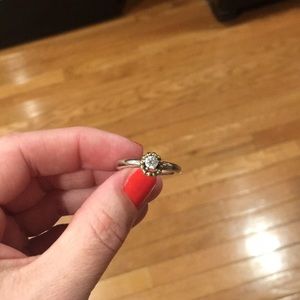 Rare Pandora ring CZ stone 14k gold halo